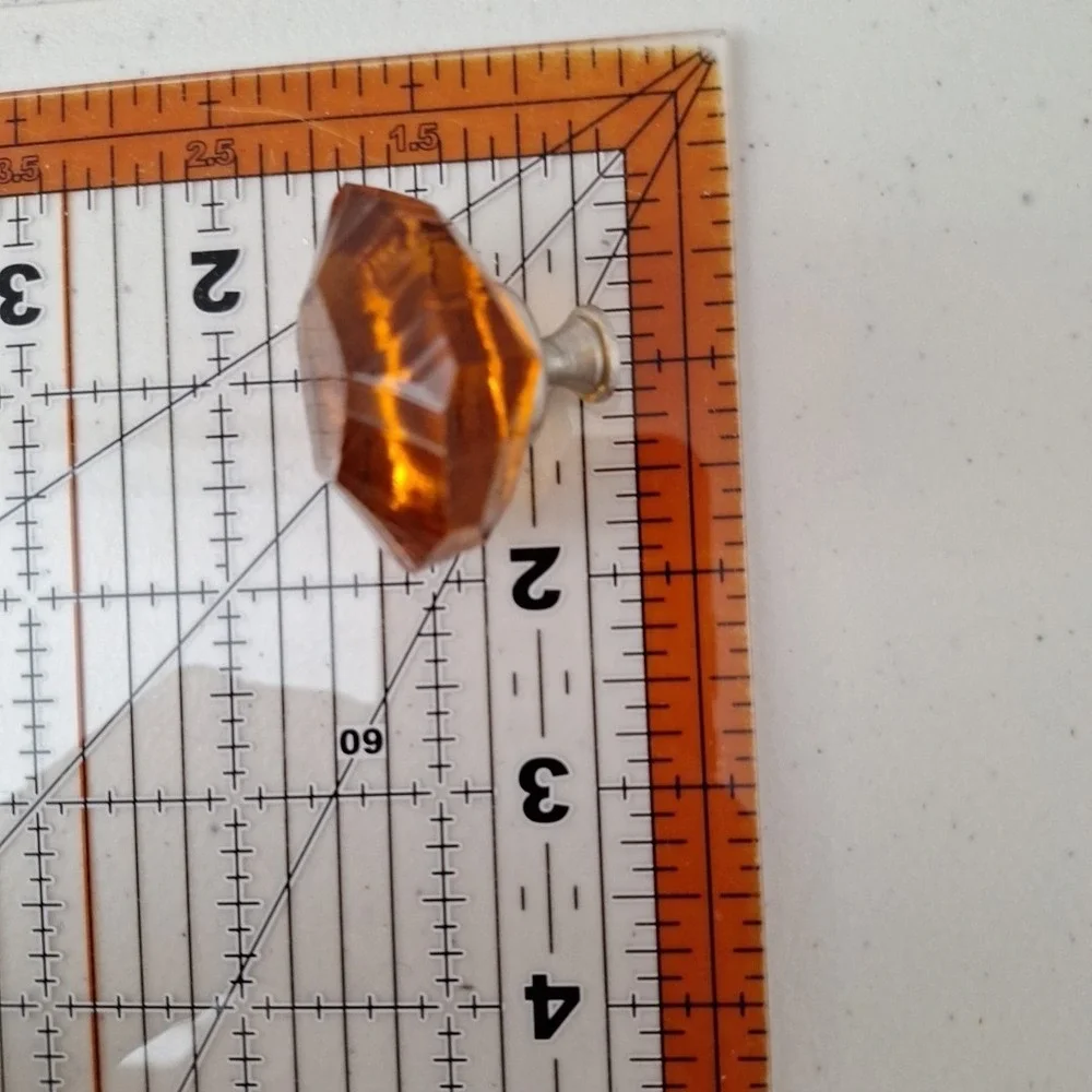 Vintage Antique MCM Amber Jewel Diamond Cut Drawer Pull Knob Door Handle
